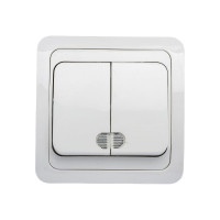 Двухклавишный выключатель TDM с подсветкой, белый Валдай SQ1804-0006