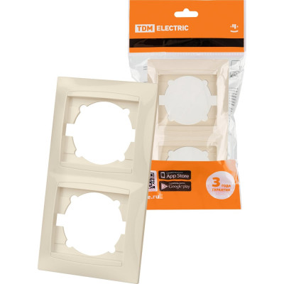 Двухпостовая вертикальная рамка, слоновая кость TDM ELECTRIC Лама SQ1815-0133