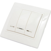 Трехклавишный выключатель TDM ELECTRIC с подсветкой, белый Таймыр SQ1814-0006