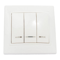 Трехклавишный выключатель TDM ELECTRIC с подсветкой, белый Таймыр SQ1814-0006
