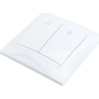 Проходной выключатель TDM ELECTRIC Лама белый двухклавишный SQ1815-0007