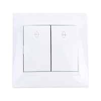 Проходной выключатель TDM ELECTRIC Лама белый двухклавишный SQ1815-0007