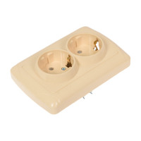 Розетка с заземлением 16А 250В с защитными шторками слоновая кость "Онега" TDM ELECTRIC SQ1805-0042