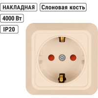 Розетка открытой установки с защитными шторками 2П+З IP20 16А, слоновая кость TDM ELECTRIC Ладога SQ1801-0064