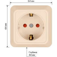 Розетка открытой установки с защитными шторками 2П+З IP20 16А, слоновая кость TDM ELECTRIC Ладога SQ1801-0064