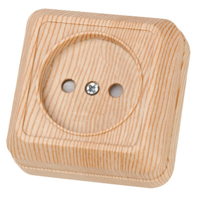 Розетка TDM ELECTRIC 2П открытой установки с защитными шторками IP20 10А, сосна, серия "Ладога" SQ1801-0053