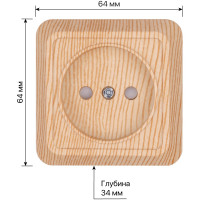 Розетка TDM ELECTRIC 2П открытой установки с защитными шторками IP20 10А, сосна, серия "Ладога" SQ1801-0053