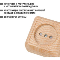 Розетка TDM ELECTRIC 2П открытой установки с защитными шторками IP20 10А, сосна, серия "Ладога" SQ1801-0053