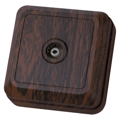 Розетка TDM ELECTRIC TВ простая (0-2400 Гц, "мама") открытой установки, IP20 бук, серия "Ладога" SQ1801-0042