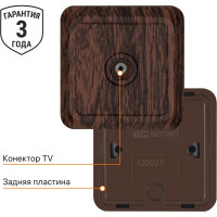 Розетка TDM ELECTRIC TВ простая (0-2400 Гц, "мама") открытой установки, IP20 бук, серия "Ладога" SQ1801-0042