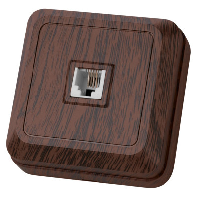 Розетка TDM ELECTRIC TФ (RJ-11) открытой установки IP20, бук, серия "Ладога" SQ1801-0041