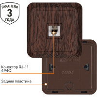 Розетка TDM ELECTRIC TФ (RJ-11) открытой установки IP20, бук, серия "Ладога" SQ1801-0041