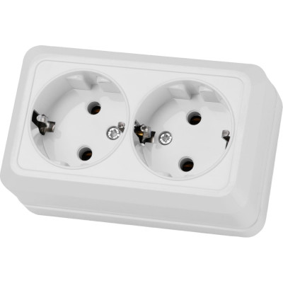 Двойная розетка открытой установки 2П+3 IP20 16А, белая TDM ELECTRIC Ладога SQ1801-0019