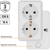 Двойная розетка открытой установки 2П+3 IP20 16А, белая TDM ELECTRIC Ладога SQ1801-0019