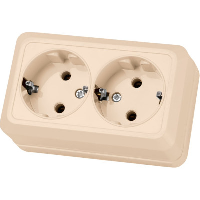 Двойная розетка открытой установки 2П+3 IP20 16А, слоновая кость TDM ELECTRIC Ладога SQ1801-0020
