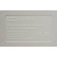 Розеточная колодка TDM ELECTRIC 3 гнезда c выключателем 16А белая SQ1806-0017