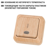 Переключатель на 2 направления TDM ELECTRIC 1-кл. открытой установки с подсветкой IP20 10А, сосна, серия "Ладога" SQ1801-0048