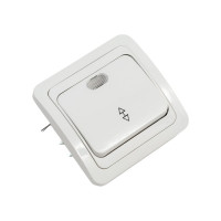 Проходной переключатель TDM ELECTRIC Валдай белый одноклавишный с подсветкой 10А SQ1804-0005