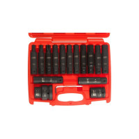 Набор ударных бит 3/4" SPLINE Е18-24, TORX Т60-100, HEX Н17-24 с держателем 3/4", 1" 107 мм (16 предметов) JTC J616C