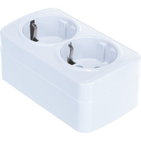 Двойная розетка с заземлением, белая UNIVersal Электра 0020