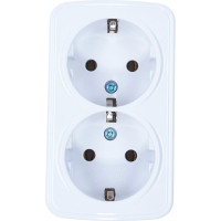 Двойная розетка с заземлением, белая UNIVersal Электра 0020