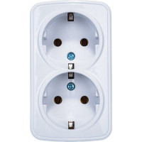 Двойная розетка с заземлением, белая UNIVersal Электра 0020
