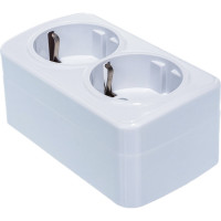 Двойная розетка с заземлением, белая UNIVersal Электра 0020