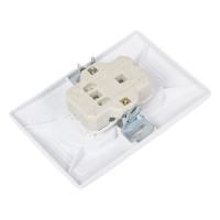 Двойная розетка без заземления с защитными шторками, белая UNIVersal Севиль C0048