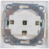 Розетка с заземлением с защитными шторками, белая UNIVersal Севиль С0049
