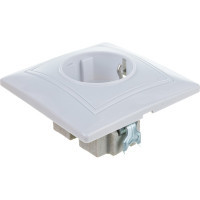 Розетка с заземлением с защитными шторками, белая UNIVersal Севиль С0049