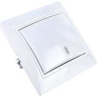 Одноклавишный проходной выключатель, белый UNIVersal Севиль С0025