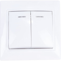 Двухклавишный выключатель с подсветкой, белый UNIVersal Севиль С0123