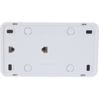 Горизонтальный блок: двухклавишный выключатель + розетка с заземлением, белый UNIVersal Олимп О0033