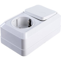 Вертикальный блок: одноклавишный выключатель + розетка с заземлением, белый UNIVersal Олимп О0038