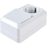 Вертикальный блок: одноклавишный выключатель + розетка с заземлением, белый UNIVersal Олимп О0038