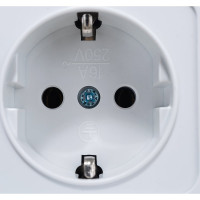 Вертикальный блок: одноклавишный выключатель c подсветкой + розетка с заземлением, белый UNIVersal Олимп О0039