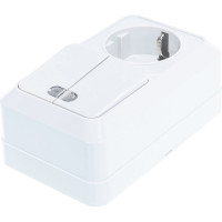 Вертикальный блок: двухклавишный выключатель c подсветкой + розетка с заземлением, белый UNIVersal Олимп О0041