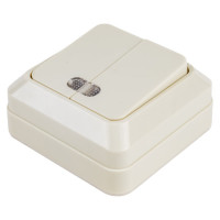 Двухклавишный выключатель с подсветкой, бежевый UNIVersal Олимп Б-О0123