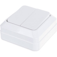 Двухклавишный выключатель, белый UNIVersal Олимп О0023