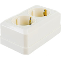 Двойная розетка с заземлением, бежевая UNIVersal Олимп Б-О0128