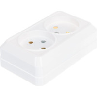 Двойная розетка без заземления, белая UNIVersal Олимп О0102