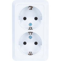 Двойная розетка с заземлением, белая UNIVersal Олимп О0128