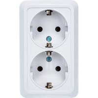 Двойная розетка с заземлением, белая UNIVersal Олимп О0128