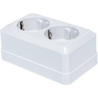 Двойная розетка с заземлением, белая UNIVersal Олимп О0128