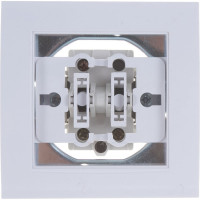 Одноклавишный проходной выключатель с подсветкой, белый UNIVersal Бриллиант 7947380