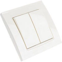 Двухклавишный выключатель, слоновая кость UNIVersal Бриллиант 7948622