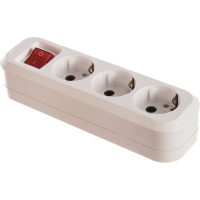 Колодка с заземлением и выключателем, 3 гнезда, AБС-пластик UNIVersal S303