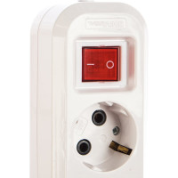 Колодка с заземлением и выключателем, 3 гнезда, AБС-пластик UNIVersal S303