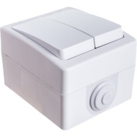 Двухклавишный выключатель IP-54, белый UNIVersal Аллегро 5563491