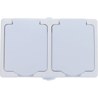 Блок: розетка + розетка с заземлением, с защитными шторками, с крышкой IP-54, белый UNIVersal Аллегро 5562951